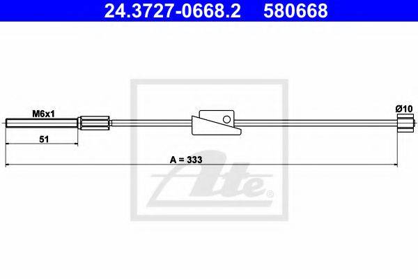 Трос, стояночная тормозная система ATE 24.3727-0668.2