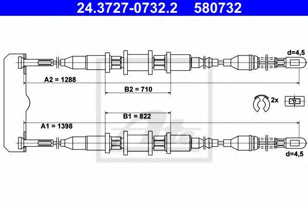 Трос, стоянкова гальмівна система ATE 24.3727-0732.2