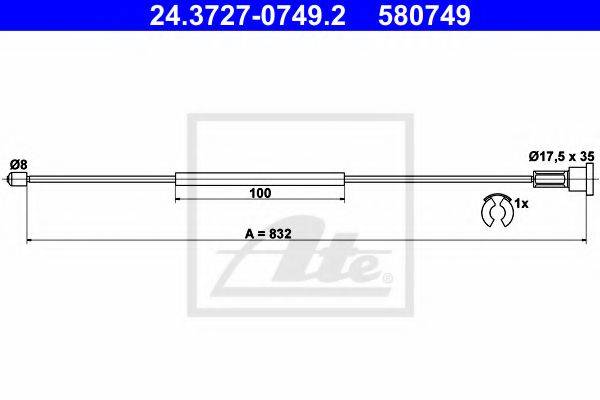 Трос, стояночная тормозная система ATE 24.3727-0749.2