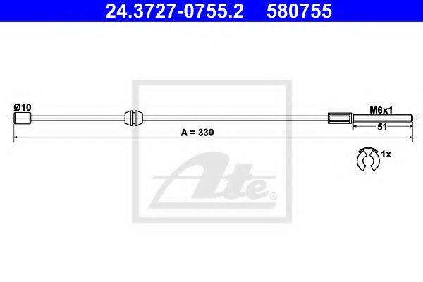 Трос, стояночная тормозная система ATE 24.3727-0755.2