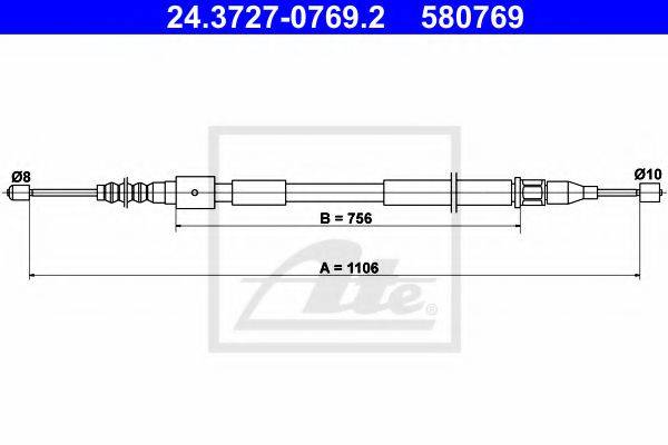 Трос, стоянкова гальмівна система ATE 24.3727-0769.2