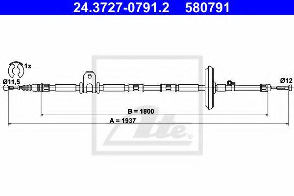 Трос, стояночная тормозная система ATE 24.3727-0791.2