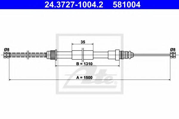 Трос, стояночная тормозная система ATE 24.3727-1004.2