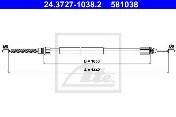 Трос, стояночная тормозная система ATE 24.3727-1038.2
