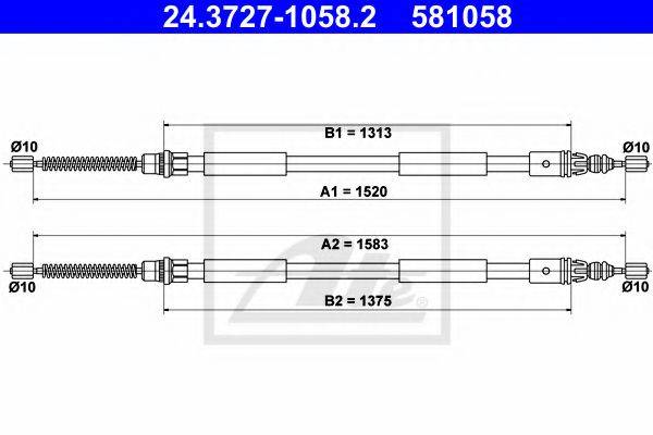 Трос, стоянкова гальмівна система ATE 24.3727-1058.2