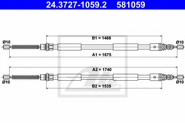 Трос, стоянкова гальмівна система ATE 24.3727-1059.2
