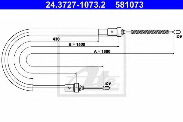 Трос, стояночная тормозная система ATE 24.3727-1073.2