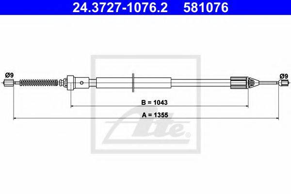 Трос, стояночная тормозная система ATE 24.3727-1076.2