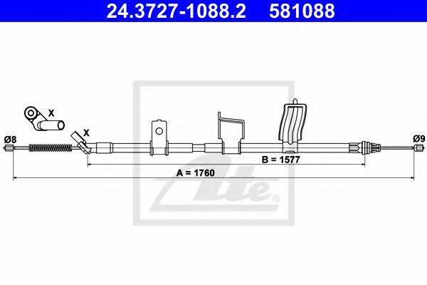 Трос, стояночная тормозная система ATE 24.3727-1088.2