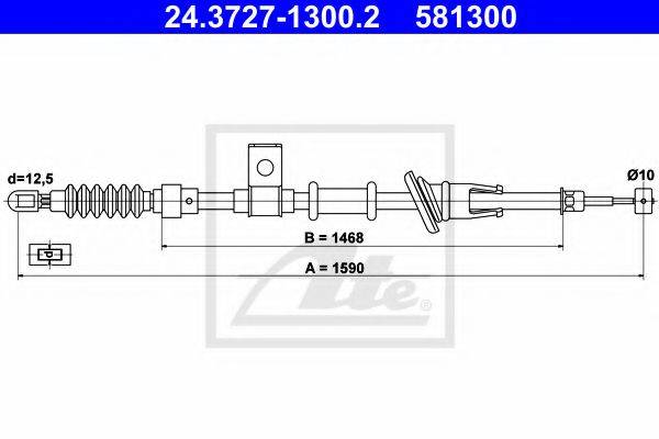 Трос, стояночная тормозная система ATE 24.3727-1300.2