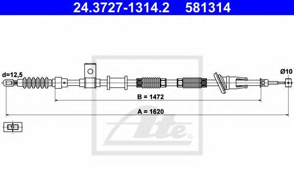 Трос, стояночная тормозная система ATE 24.3727-1314.2