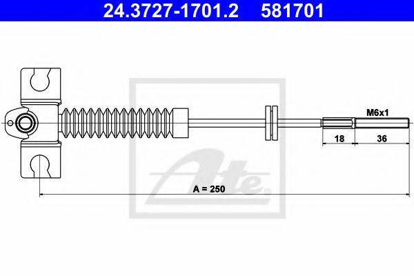 Трос, стояночная тормозная система ATE 24.3727-1701.2