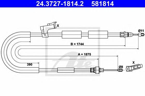 Трос, стояночная тормозная система ATE 24.3727-1814.2
