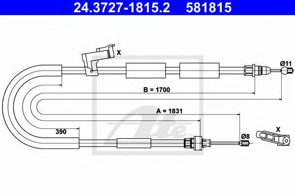 Трос, стояночная тормозная система ATE 24.3727-1815.2