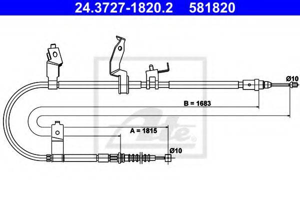 Трос, стояночная тормозная система ATE 24.3727-1820.2