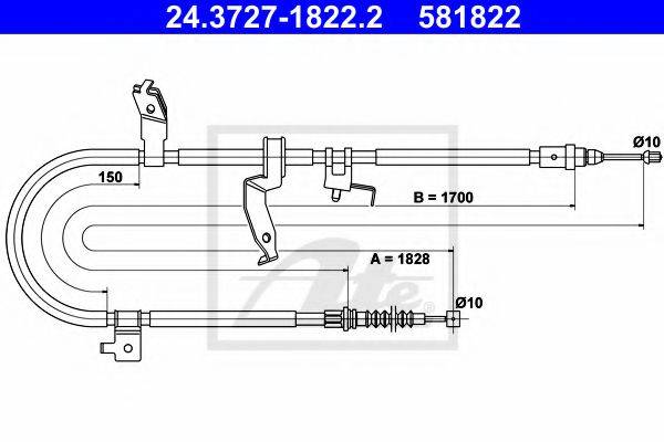 Трос, стояночная тормозная система ATE 24.3727-1822.2