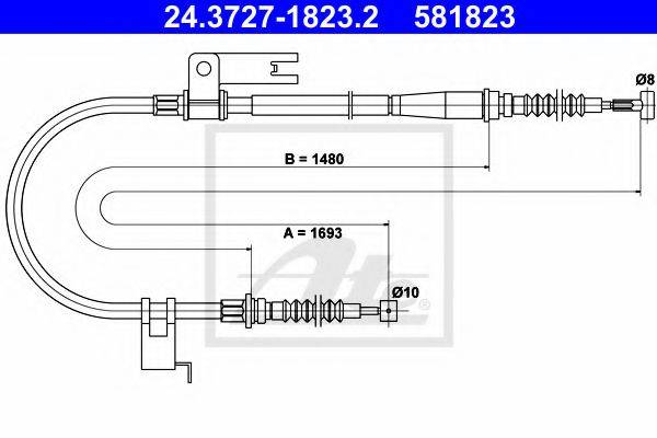 Трос, стоянкова гальмівна система ATE 24.3727-1823.2
