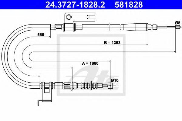 Трос, стоянкова гальмівна система ATE 24.3727-1828.2