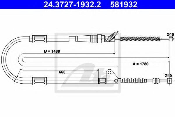 Трос, стояночная тормозная система ATE 24.3727-1932.2