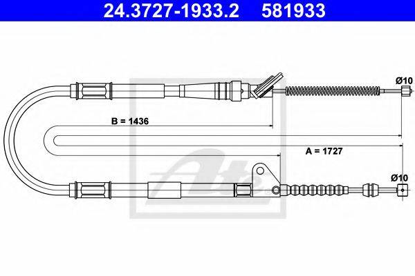 Трос, стояночная тормозная система ATE 24.3727-1933.2