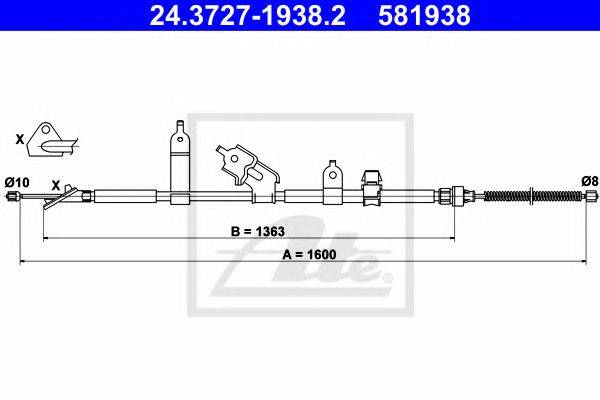 Трос, стоянкова гальмівна система ATE 24.3727-1938.2