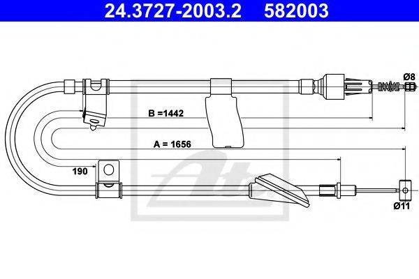 Трос, стояночная тормозная система ATE 24.3727-2003.2