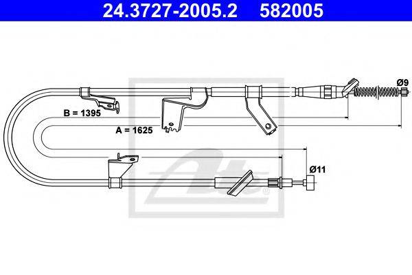 Трос, стояночная тормозная система ATE 24.3727-2005.2