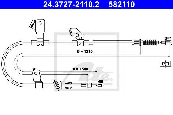 Трос, стояночная тормозная система ATE 24.3727-2110.2