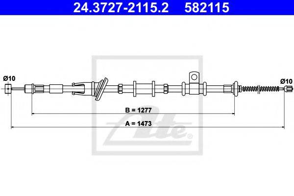 Трос, стояночная тормозная система ATE 24.3727-2115.2