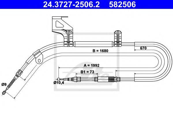Трос, стояночная тормозная система ATE 24.3727-2506.2