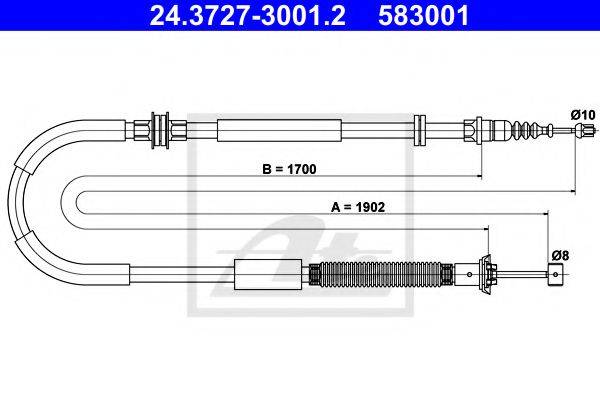 Трос, стояночная тормозная система ATE 24.3727-3001.2
