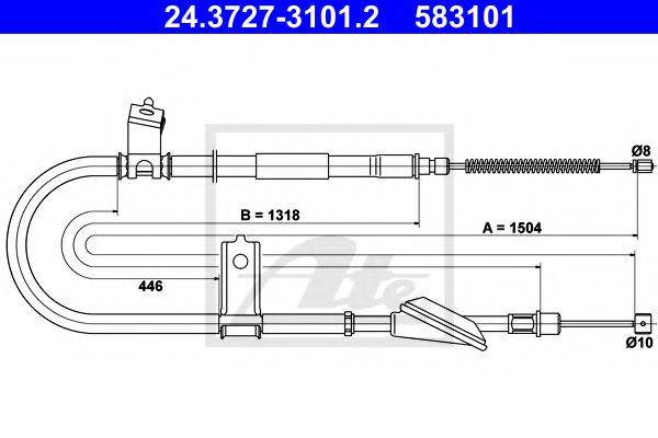 Трос, стояночная тормозная система ATE 24.3727-3101.2