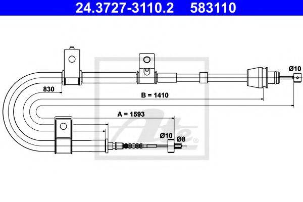 Трос, стояночная тормозная система ATE 24.3727-3110.2