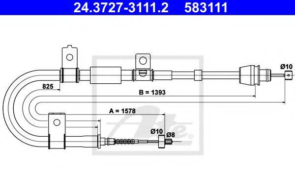 Трос, стояночная тормозная система ATE 24.3727-3111.2