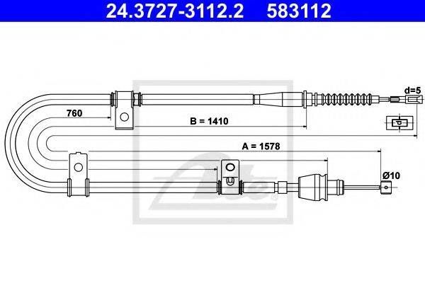 Трос, стояночная тормозная система ATE 24.3727-3112.2