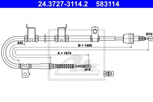 Трос, стояночная тормозная система ATE 24.3727-3114.2