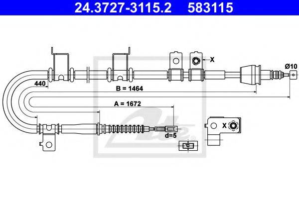 Трос, стояночная тормозная система ATE 24.3727-3115.2