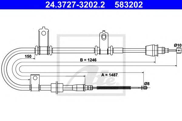 Трос, стоянкова гальмівна система ATE 24.3727-3202.2