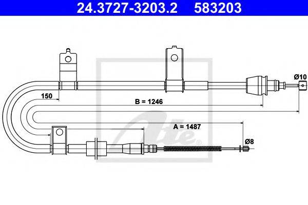 Трос, стоянкова гальмівна система ATE 24.3727-3203.2