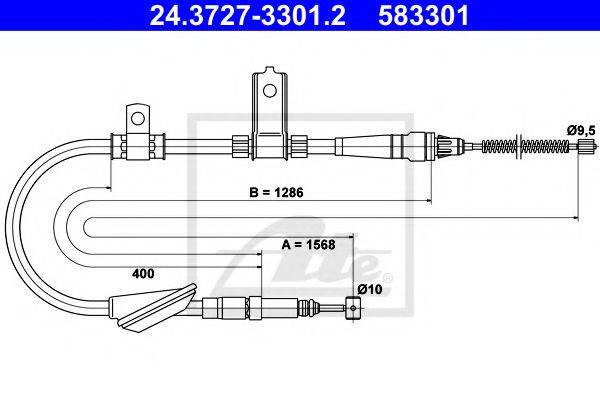 Трос, стояночная тормозная система ATE 24.3727-3301.2