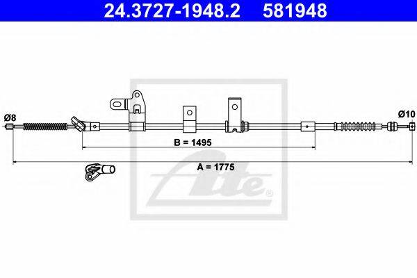 Трос, стоянкова гальмівна система ATE 24.3727-1948.2