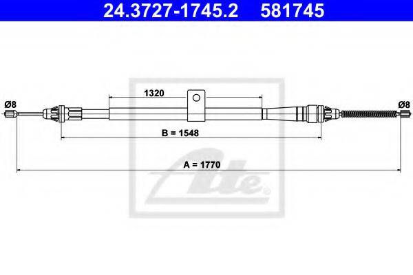 Трос, стояночная тормозная система ATE 24.3727-1745.2