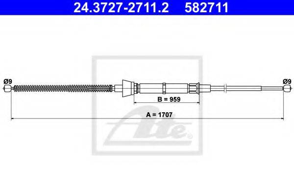 Трос, стояночная тормозная система ATE 24.3727-2711.2
