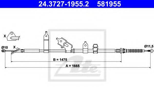 Трос, стоянкова гальмівна система ATE 24.3727-1955.2