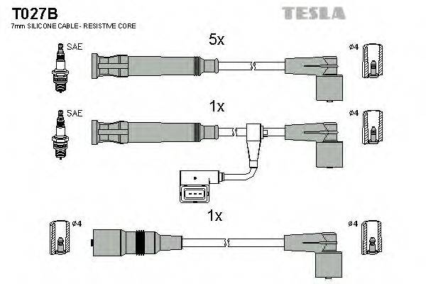 Комплект дротів запалення TESLA T027B