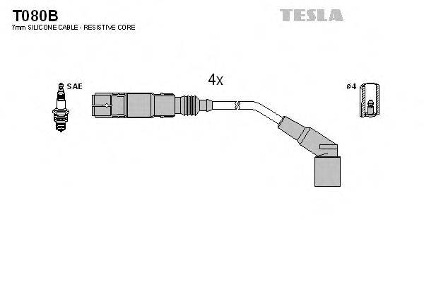 Комплект проводов зажигания TESLA T080B