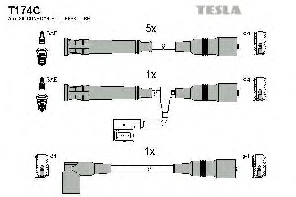 Комплект проводов зажигания TESLA T174C