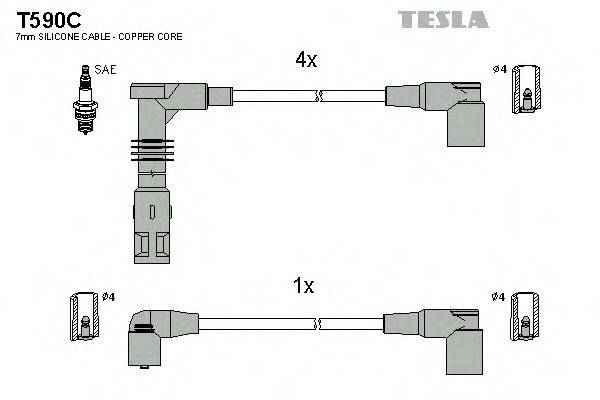 Комплект проводов зажигания TESLA T590C