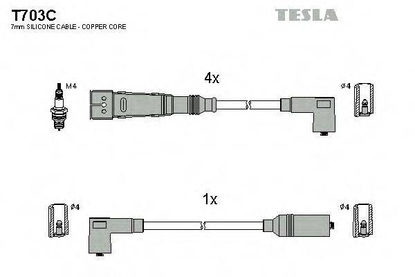 Комплект дротів запалення TESLA T703C