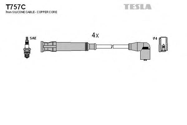 Комплект проводов зажигания TESLA T757C